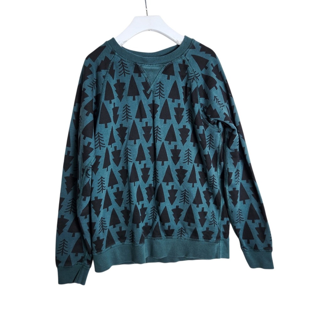 Hanna Andersson Kids Teal Green Black Tree Print Sweatshirt Size 150 US 12